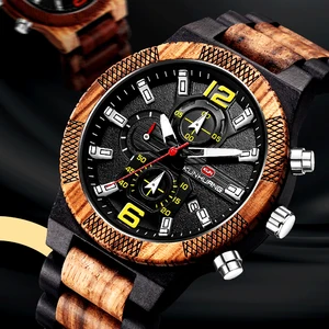 Men's Wood Watches Luxury Luminous Multi-function Wooden Watch Men's Quartz Retro Watch Men Fashion 