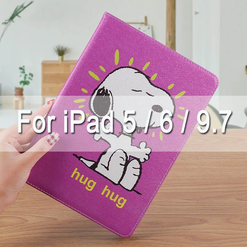 For iPad Air and 9.7 Роскошный мягкий чехол из искусственной кожи, милая мультяшная собачка для iPad Air 1/2, чехол для iPad, для iPad Pro 10,5, mini, автоматическое Пробуждение/сон - Цвет: For iPad Air and 9.7