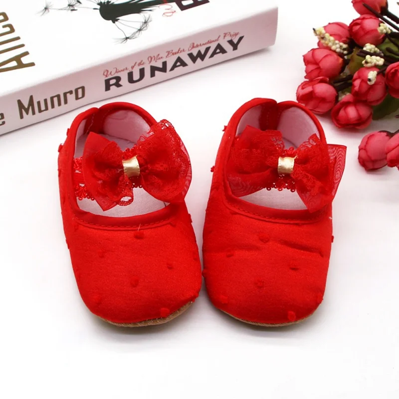 

Infant Girl Solid Color Cotton Shoes Bow Princess Shoes Soft Sole Baby First Walking Toddler Shoes1