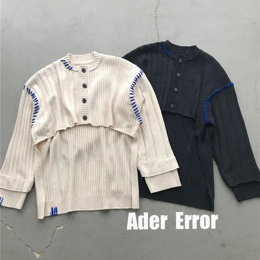 

Кардиганы с надписью ADER ERROR для мужчин и женщин, свитер с укороченной и задней частью спереди, кожаная одежда, свитеры с внутренней меткой