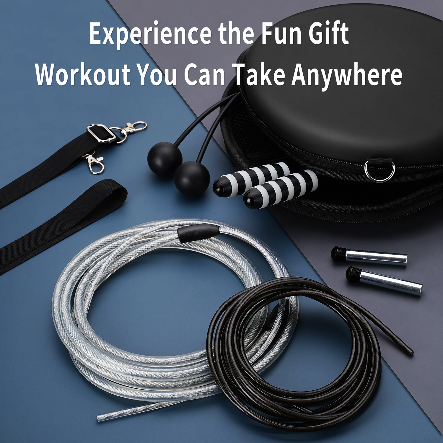 

Weighted Jump Rope Set Professional Skipping Rope with High-Speed Bearings Great for Boxing, MMA, Crossfit, and Fitness Workouts