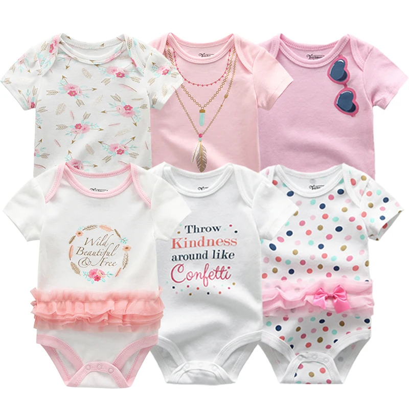 Детское боди 6 шт. модное с коротким рукавом костюмы для новорожденных комбинезон
