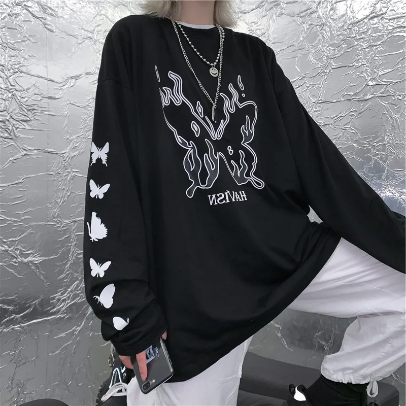 

Женская свободная рубашка ZOGAA, черная тонкая рубашка в Корейском стиле Харадзюку, с принтом в стиле ретро, весна-осень