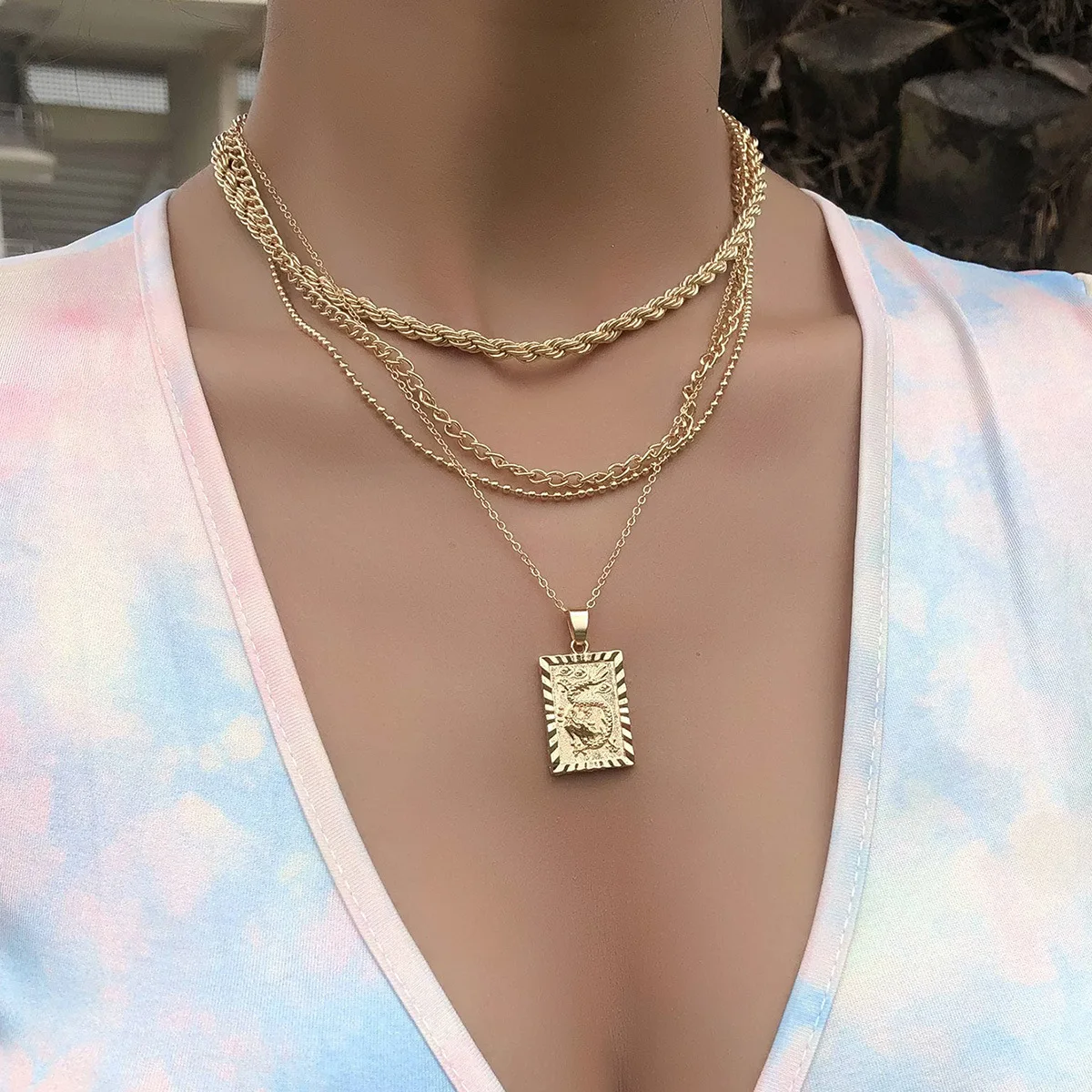 

Distant Star-Women Multilayer Choker Necklaces Gold Metal Pearl Bohemian Pendants Chain Portrait Jewelry Gift 54