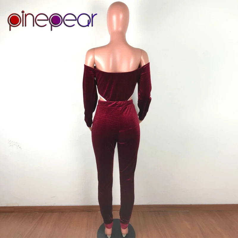 Женское велюровое боди на молнии и штаны комплект из 2 предметов|Наборы для