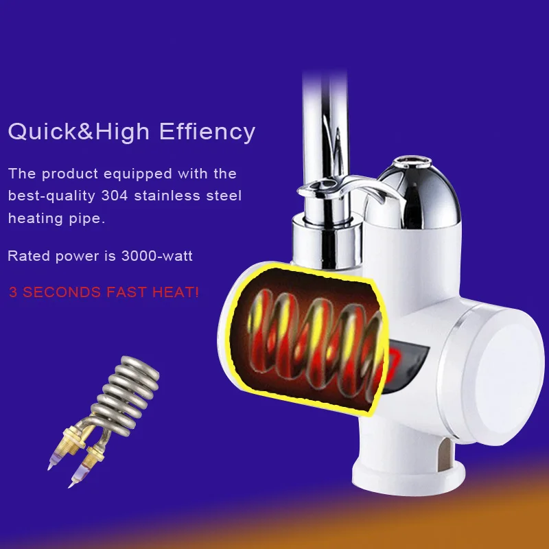 Мгновенный водонагреватель без резервуара кухонный светодиодный цифровой с