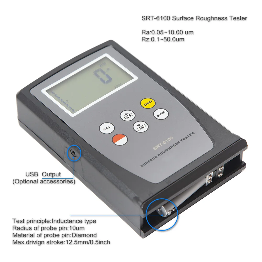 Landtek SRT6100 цифровой измеритель шероховатости поверхности Измерительный диапазон