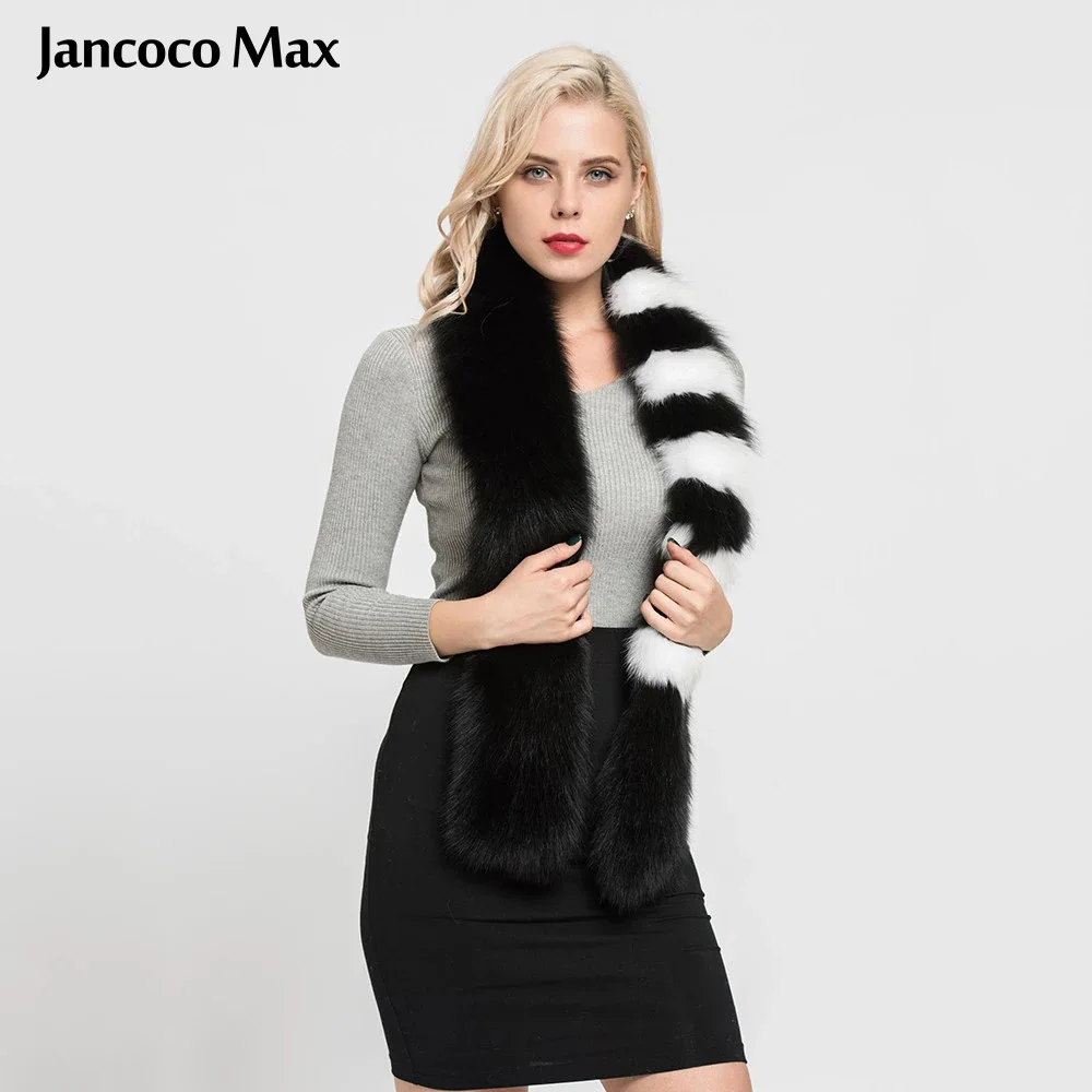 Jancoco Max Леди Мода Стиль натуральным лисьим мехом длинный шарф на весну и зиму