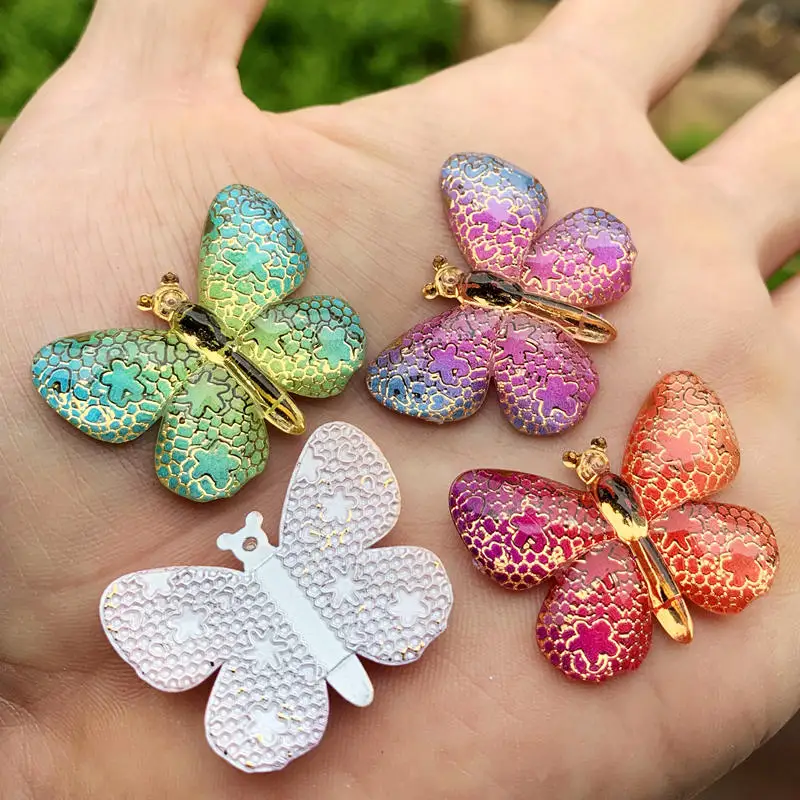 10 шт. разноцветные бабочки с отверстиями плоской задней поверхностью и