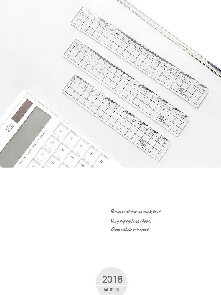 1pcs Simple STYLE 15cm 18cm 20cm Transparent Simple ruler square ruler cute stationery drawing supplies