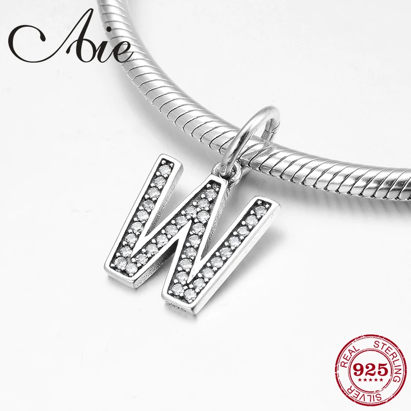 Настоящее серебро 925 пробы новинка оптовая продажа буквы алфавита W кулон бусы