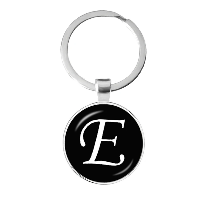 Классический черный A-Z 26 Английских Букв брелок с простым начальным именем