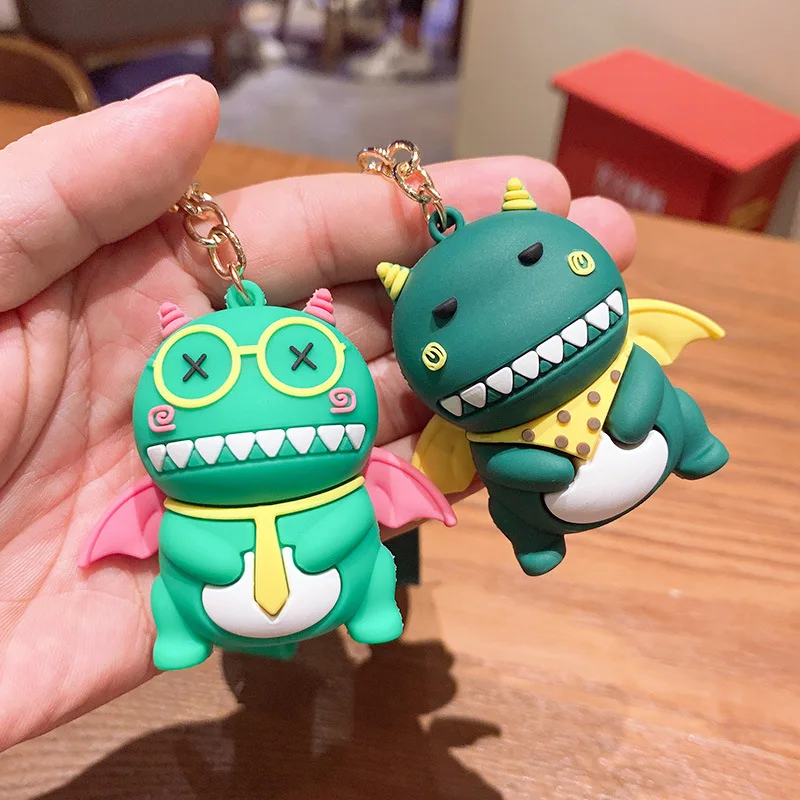 Маленький силиконовый брелок для ключей в виде динозавра|Брелоки| |