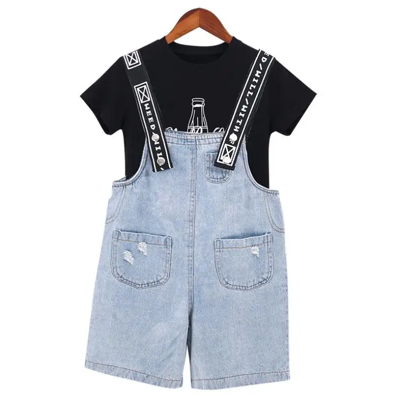 Детские повседневные комплекты хлопковая Футболка с буквенным принтом для