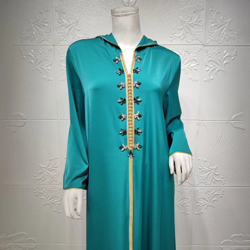 

MD Elegant Lady Islamic Clothing Abaya Dubai Turkey Muslim Hooded Dress Women Moroccan Caftan 2021 Eid Mubarak Djellaba Femme