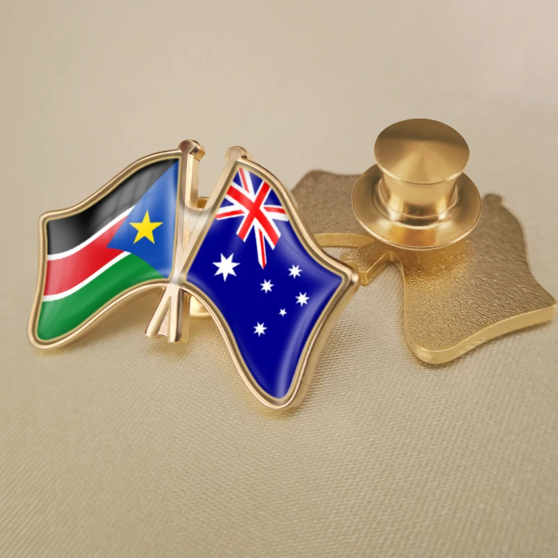 Австралия и Южный Судан перекрестные двойные искусственные броши | Украшения