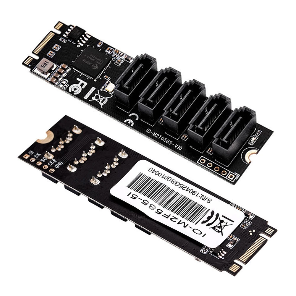 

SATA Adapter Card Extender M.2 PCIE 3.0 to 5 Port SATA Adapter 16Gbps M.2 NVME Solid State Drive Free Drive