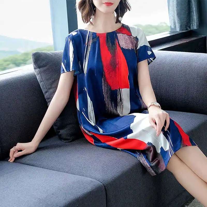 Новинка 2020 Летняя женская одежда шелковое платье миди женское Повседневное размера плюс элегантные платья