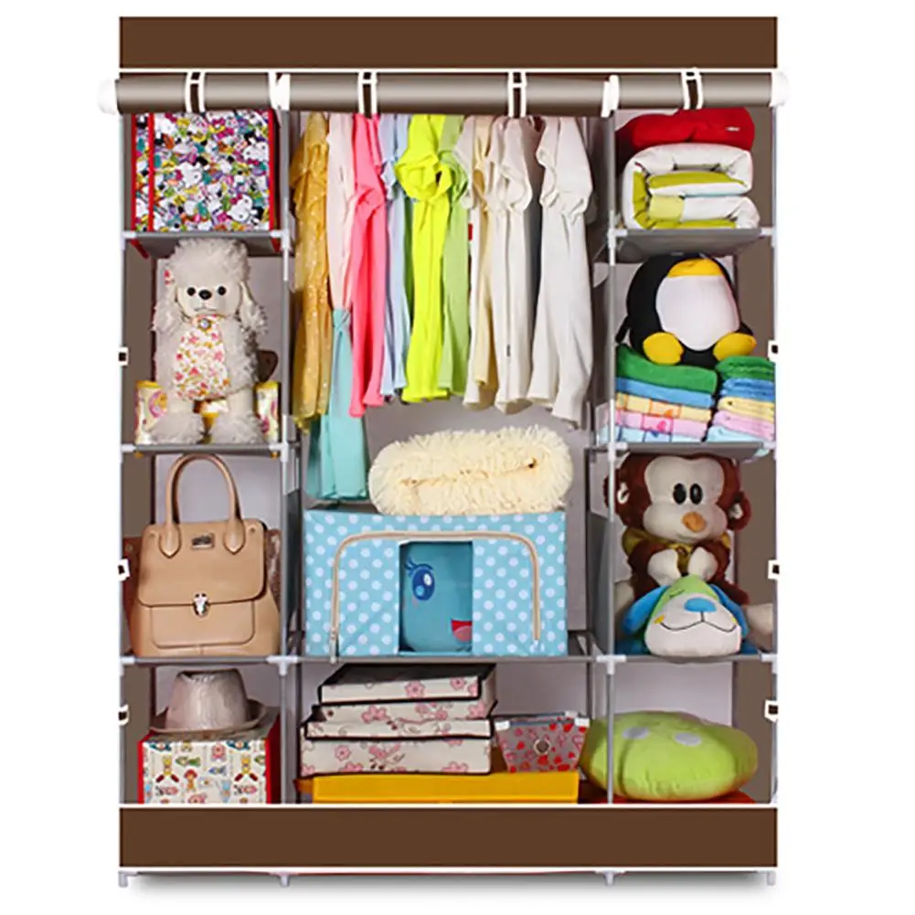 

4 Layer Non-woven Large Wardrobe Coffee Fabric Closet Portable Folding Dust-proof Waterproof Storage Cabinet Home Furniture