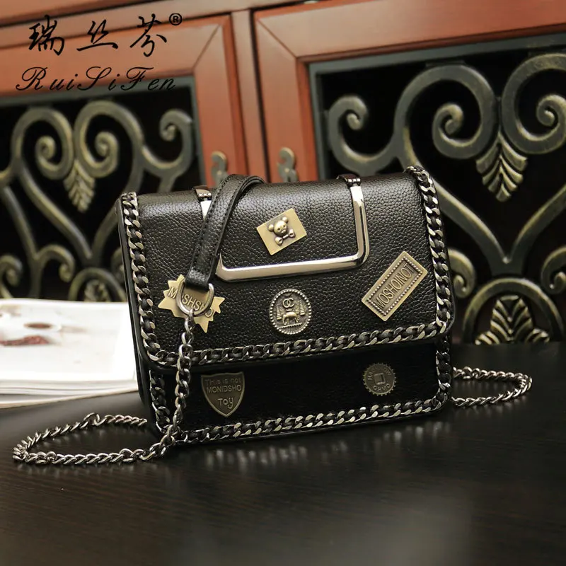 2020 Новая роскошная женская винтажная сумка с заклепками и цепочкой квадратная