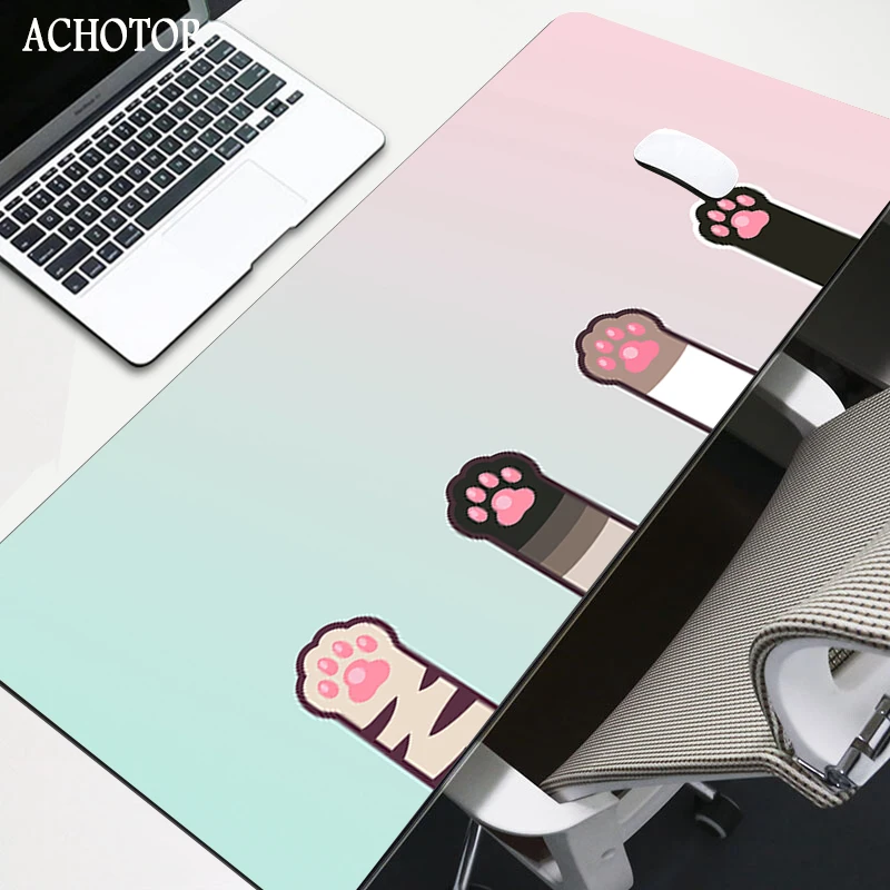 large anime mouse pad pink cute cat paw gaming accessories kawaii office computer keyboard mousepad xxl pc gamer laptop desk mat free global shipping