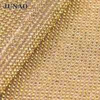 junao 24x40cm light topaz hotfix glass rhinestone mesh trim crystal fabric sheets hot fix patches iron on clothes applique