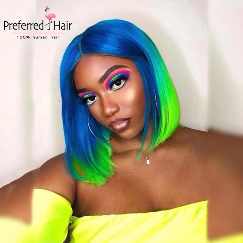 Preferred13x4Remy Омбре кружевной передний парик бразильский Боб кружевные передние парики предварительно выщипанные короткие кружевные передние человеческие волосы парики для черных женщин