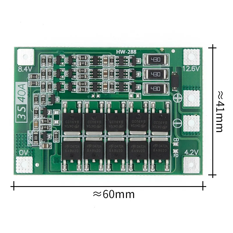 10 шт. 3S 40A литий-ионная аккумуляторная батарея Защитная плата PCB BMS для 40A токовый электродвигатель 11,1 В 12,6 в Lipo сотовый модуль
