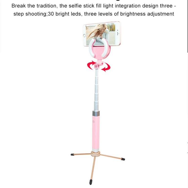 MAMEN Bluetooth селфи палка штатив с кольцевым светильник беспроводной Красота