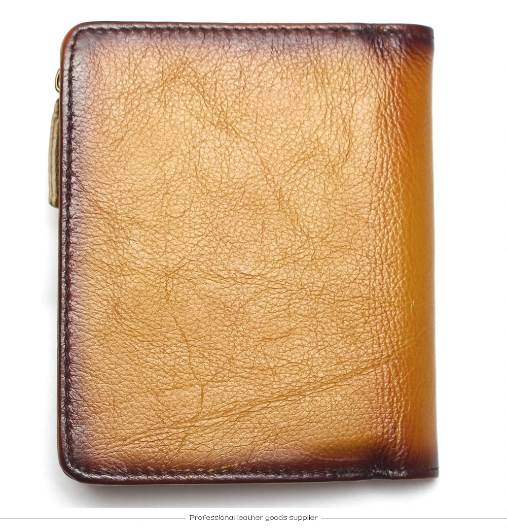 Natural Leather RFID Blocking Men's Top Layer Leather Brushed Wallet Handmade Retro Wallet Pure Leather Leather Coin Purse