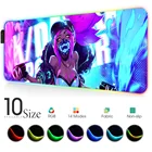 Коврик для мыши игровой, с Rgb-подсветкой, сексуальный коврик для мыши Akali, для ноутбука, со светодиодной подсветкой, для клавиатуры, USB-аксессуаров, коврик для мыши
