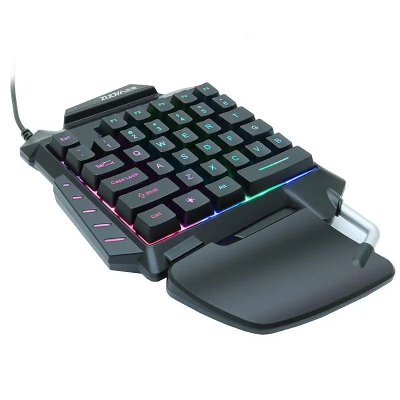 ZUOYA 35 клавиш Одноручная игровая клавиатура эргономичная мембрана RBG с подсветкой
