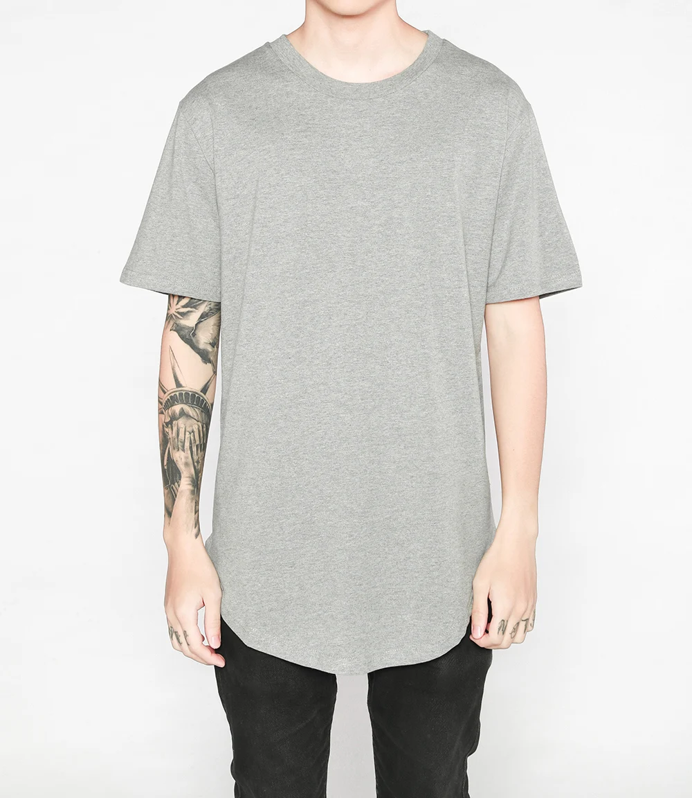 Хип Хоп Футболка мужская городская удлиненная изогнутая футболка простая