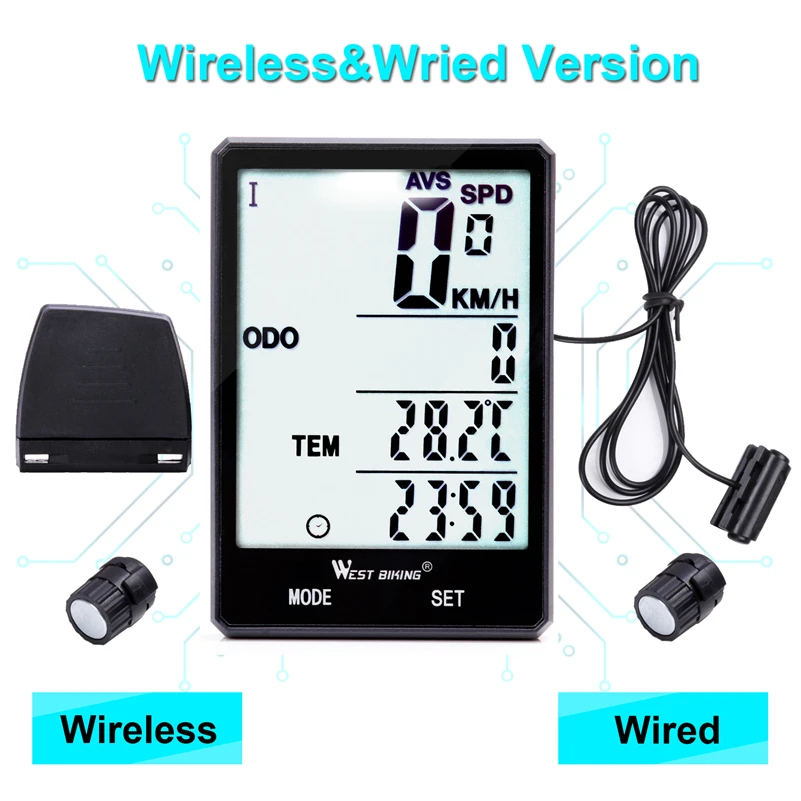 

Wireless Wired Bike Bicycle Waterproof Speedometer Odometer 2.8" Large Screen Bicycle Computer Cycling Stopwatch