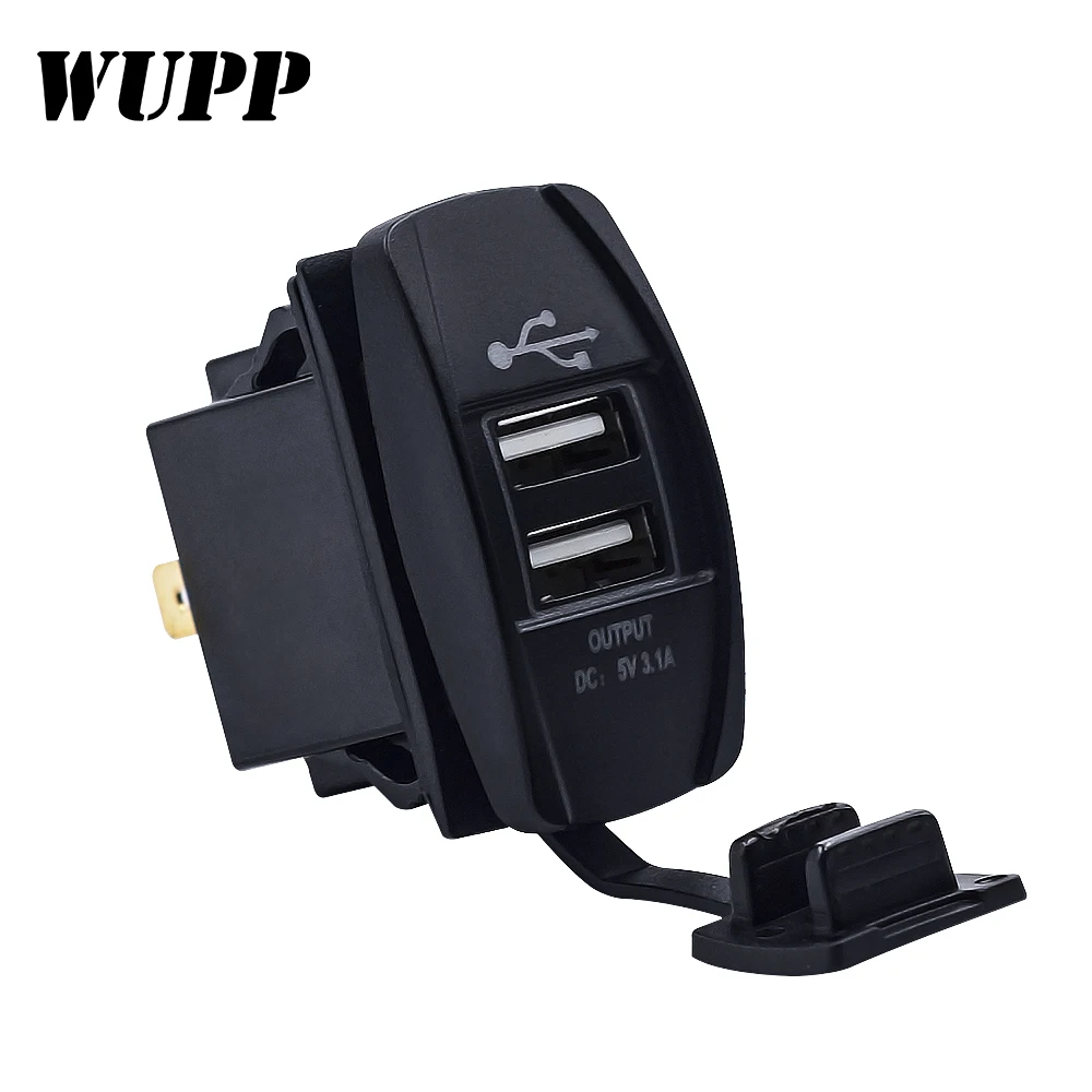 WUPP Dual USB Автомобильное зарядное устройство адаптер питания 3.1A 5V розетка DC 12V 24V для