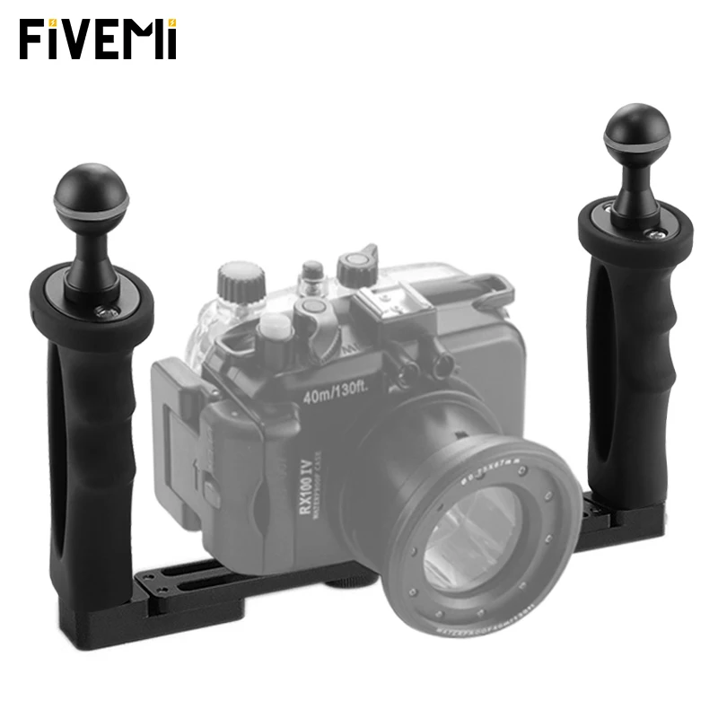 Dual Handle Aluminium Handheld Stabilizer Underwater Tray Holder For Diving Photography with Connect Diving Light Mount Bracket