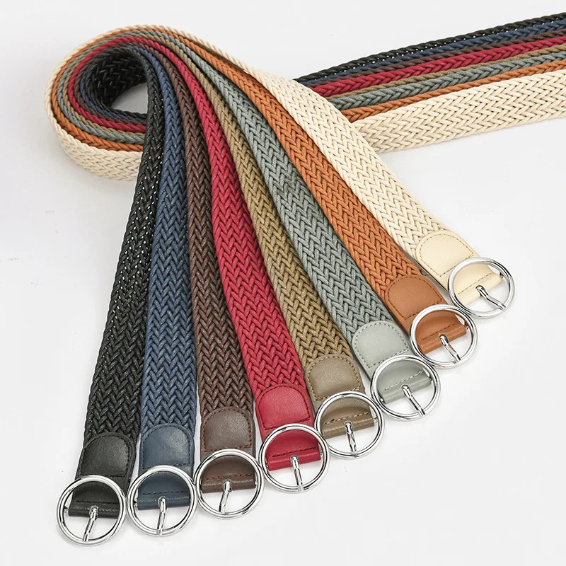 

Men Women Casual Knitted Belt Woven Canvas Elastic Expandable Braided Stretch Belts Plain Webbing strap