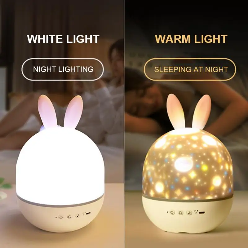 

1W Cute Rabbit Elk Starry Sky Projection Lamp Led Rotating Atmosphere Night Light Ambient Elf Projection Lights USB Charging New