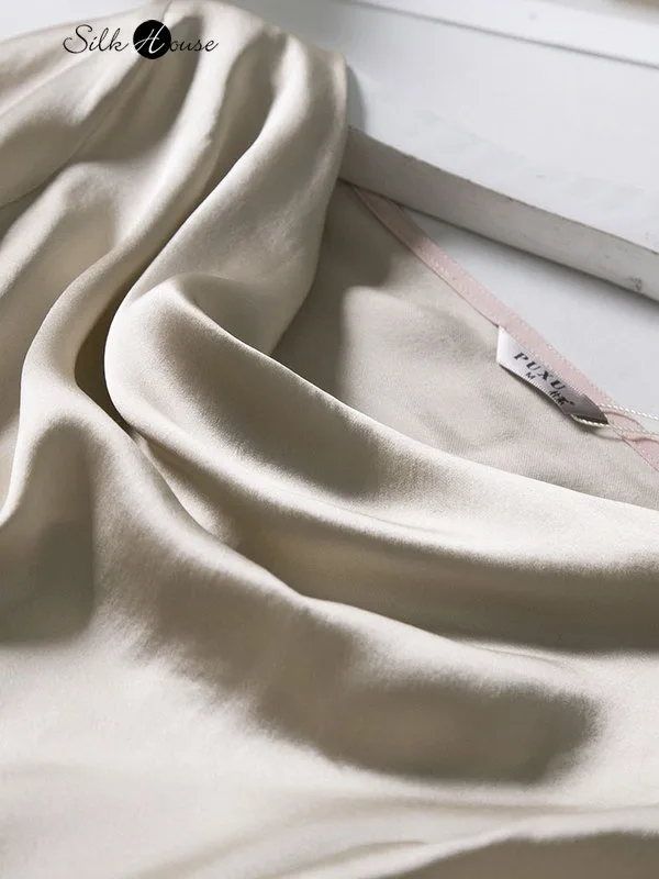 Тяжелое шелковое атласное платье 2020 модное женское вечернее с длинным рукавом