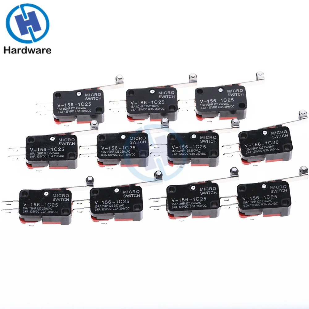

10 шт. роликовый рычаг рычага SPDT NO/NC мгновенные микропереключатели V-156-1C25