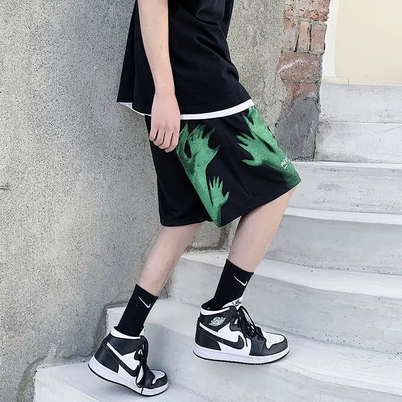 

Men's Casual Oversize Shorts 2021 Fashion Printed Hip Hop Shorts Korean Streetwear Male Shorts