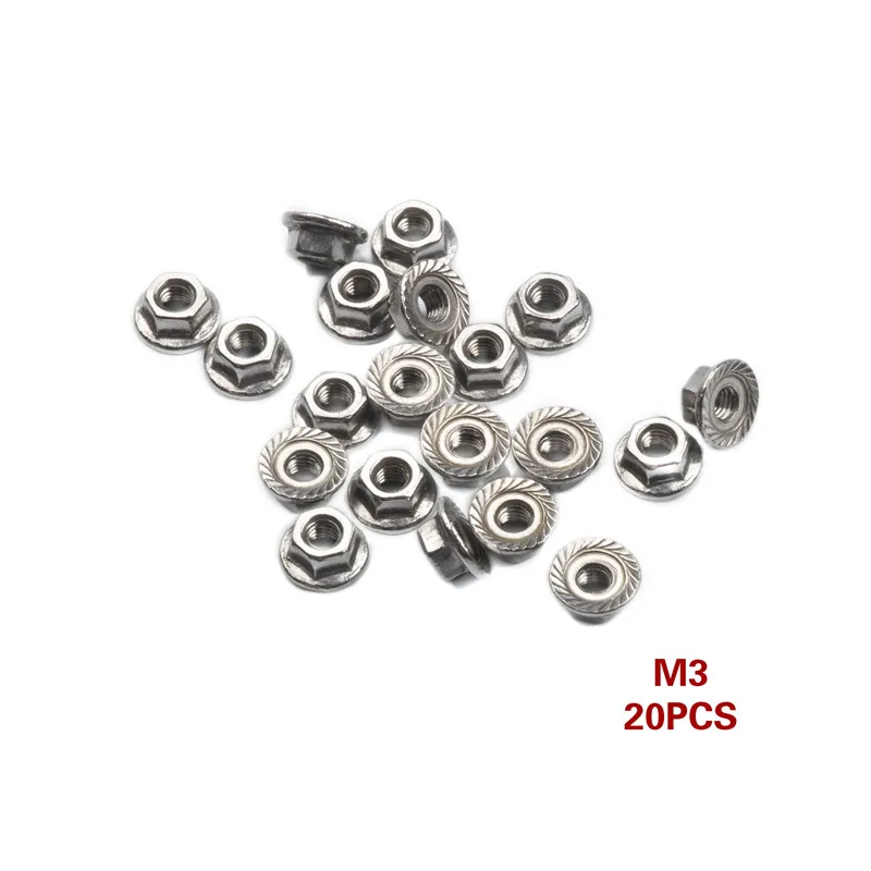 20 шт./компл. 304 шестигранные фланцевые гайки из нержавеющей стали M3 M4 M5 M6 M8