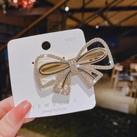 elegant simple temperament light luxury diamond bow hair accessories for girls side traceless hairpin jewelry korean fashion