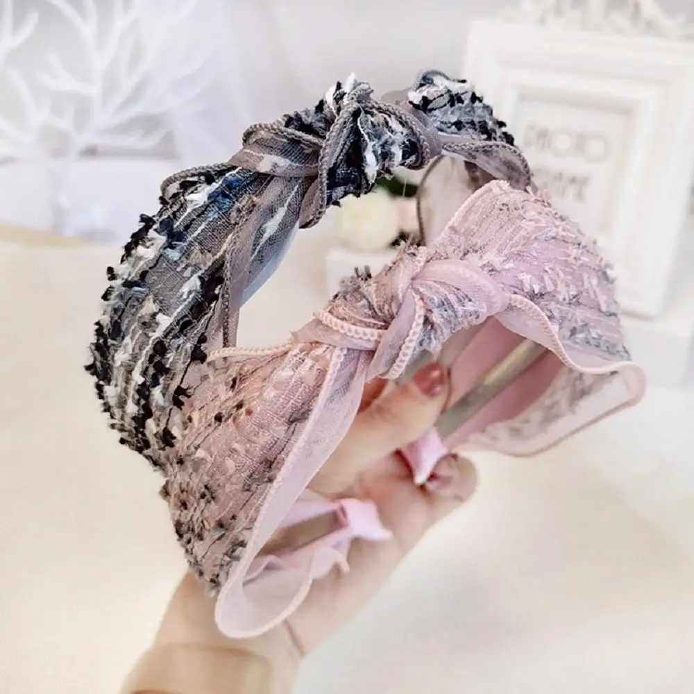 

New Fashion Hair Accessories Women's Fabric Colorful Beads Full Knots Wide-brimmed Headband Bow Flower Girl Hair Band