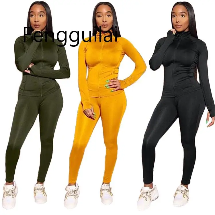 

FENGGUILAI 2019 Full Sleeve Autumn Winter Tracksuit Women Set Solid Sporting Lady Fashion Sexy Two Pieces Suits Casual Overall