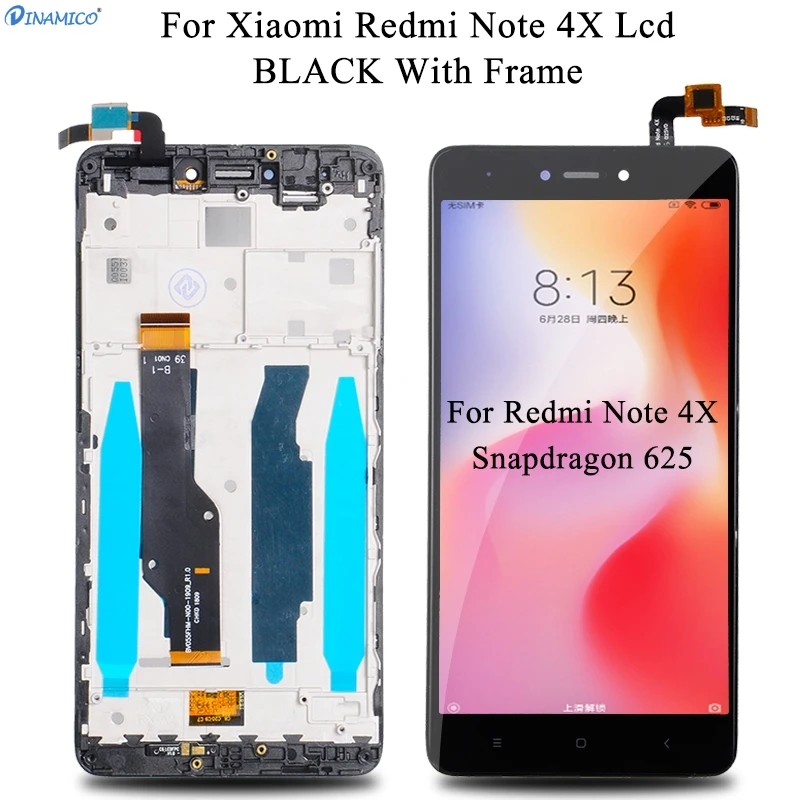 Акция для Xiaomi RedMi Note 4X ЖК-панель с сенсорным экраном стекло дигитайзер сборка Note 4 дисплей глобальная версия с рамкой - Цвет: Black With Frame