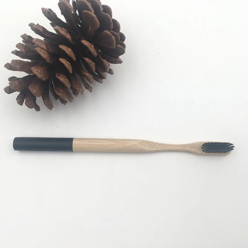 1 pcs black 7 цветов, 1 шт., Бамбуковая зубная щетка, натуральный бамбук, радуга, экологически чистая мягкая щетина, деревянная ручка, зубная щетка, дорожный уход за полостью рта - Цвет: 1 pcs black