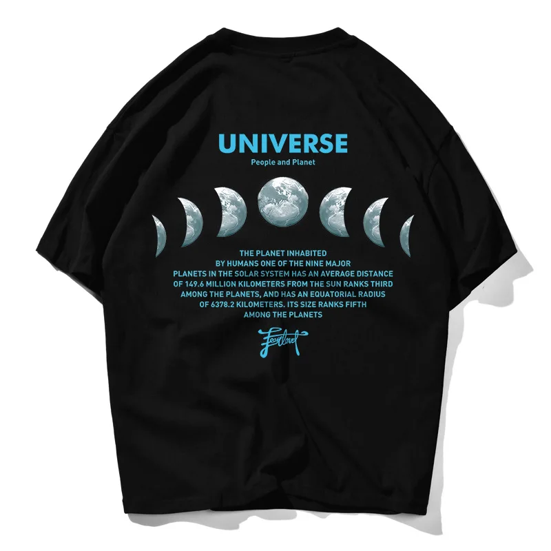 Moon Lunar/модные футболки большого размера с принтом Харадзюку повседневные хип хоп
