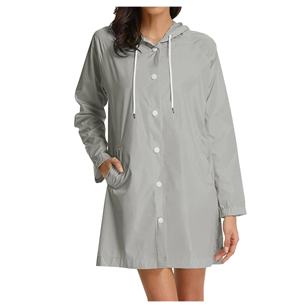 Женская однотонная дождевая куртка уличная плюс размер водонепроницаемая с