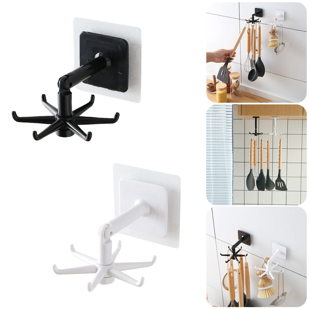

Wall Hooks with 6 Hooks No Drilling Hook for Home Kitchen Hooks Self Adhesive 6 Hooks Home Wall Door Hook Handbag Clothes